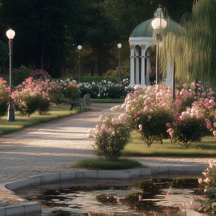 GARDEN WHERE LIGHT WHISPERS TO ROSES : VERTICAL