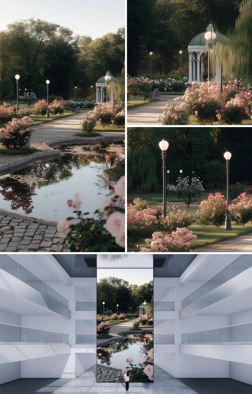 GARDEN WHERE LIGHT WHISPERS TO ROSES : VERTICAL