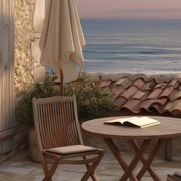 TERRACE WHERE EVENING LIGHT LINGERS : VERTICAL