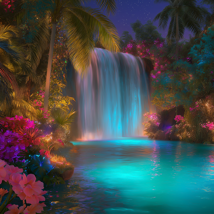 MAGICAL NIGHT WATERFALL