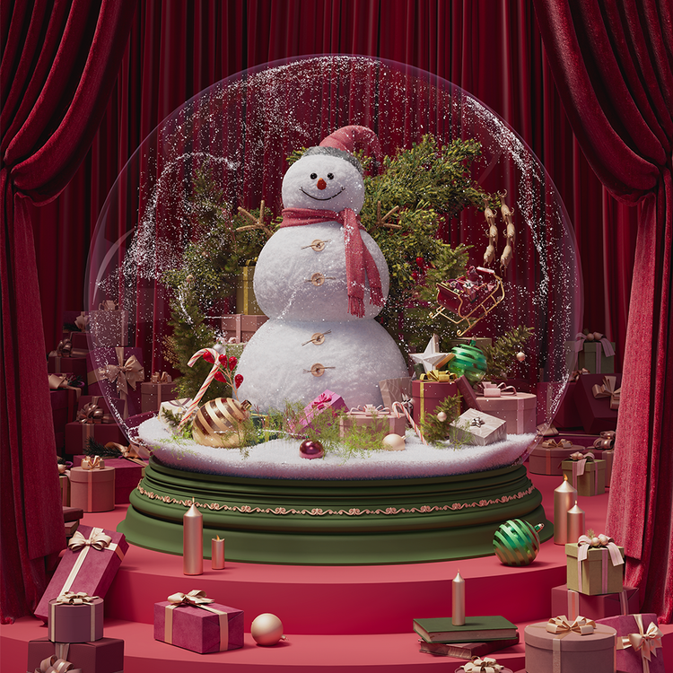 SNOW GLOBE : RED REVERIE _VERTICAL