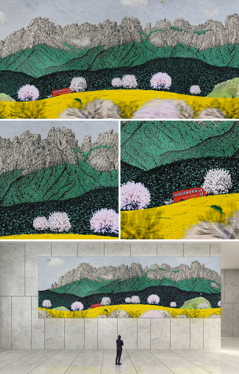 LANDSCAPE WITH A RED BUS : ULSANBAWI